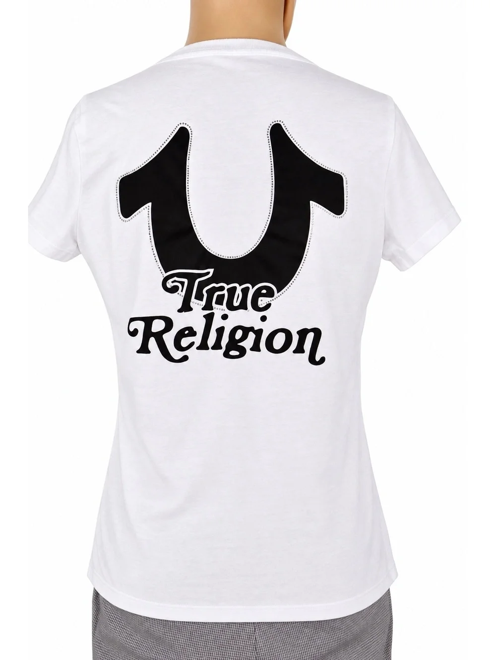 True Religion Women's White V-Neck Logo T-Shirt XL